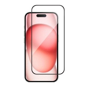 2.5D Full Cover Double Reinforced Tempered Glass Screen Protector for iPhone 15, Protective Clear Unbreakable Screen Protector