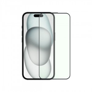 For iPhone 15 Green-Ray Protection For Eyes Screen Protector Blue-Light Blocking Anti-blue Ray 9H Hardness Tempered Glass