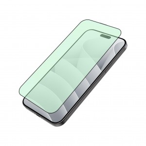 For iPhone 15 Green-Ray Protection For Eyes Screen Protector Blue-Light Blocking Anti-blue Ray 9H Hardness Tempered Glass